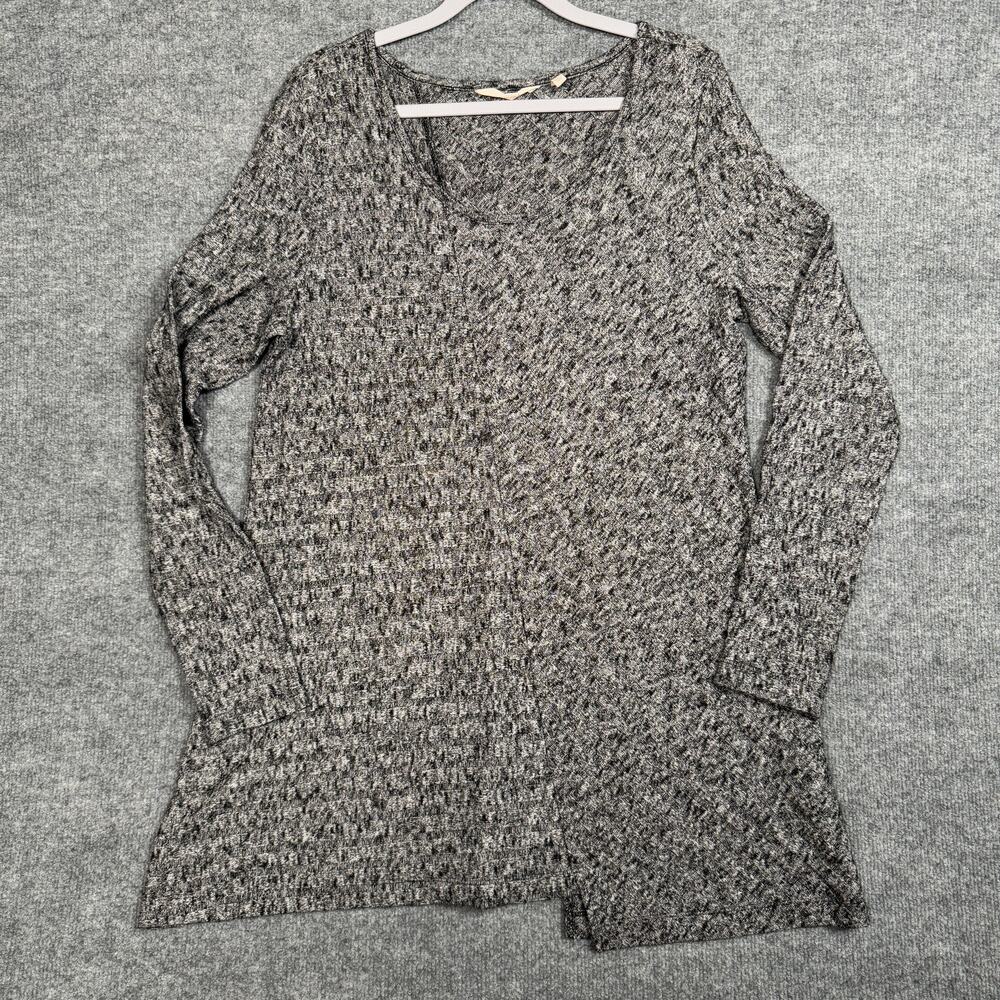 Soft Surroundings Medium Asymmetrical Hem Knit Sweater Heather Gray Long Sleeves